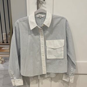 Madewell Navy and White Striped Shirt